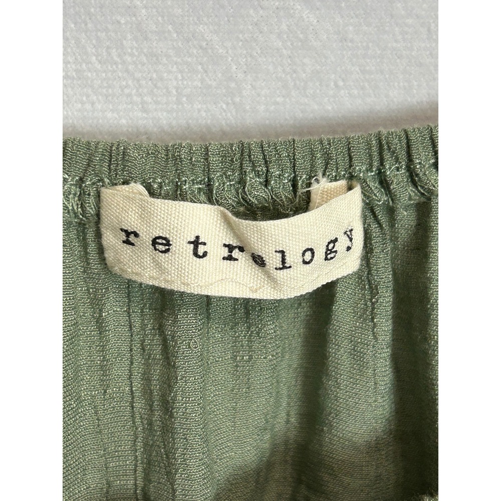 Retrology Sage Green Crochet Lace Peasant Blouse Ruffle Bell Sleeve Boho Top - Picture 5 of 9